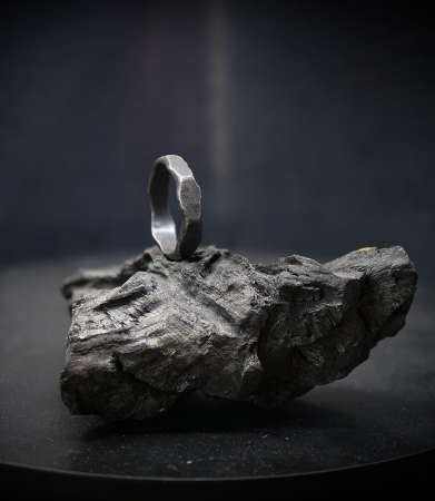 Hammered solid silver ring.