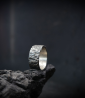 Hammered solid silver ring.