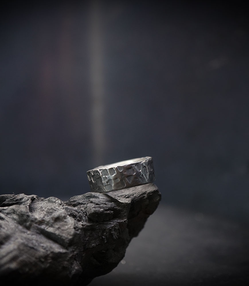 bague argent martelée.