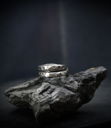 hammered silver ring.