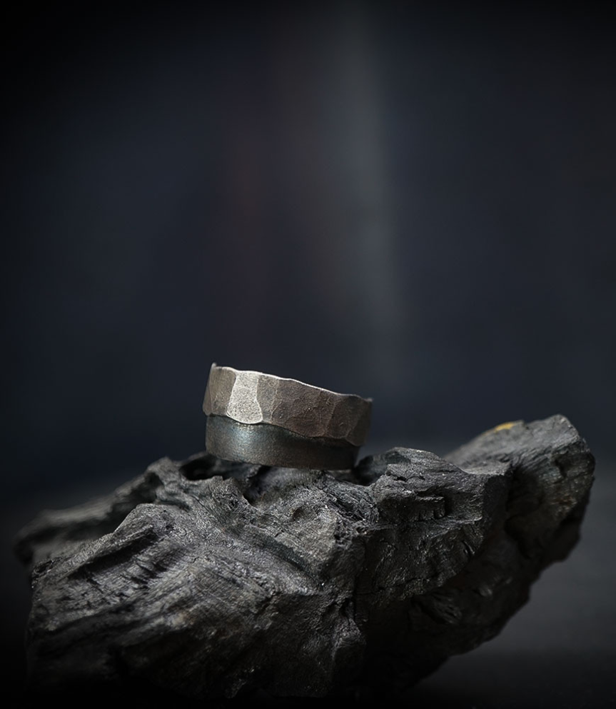 bague argent martelée.