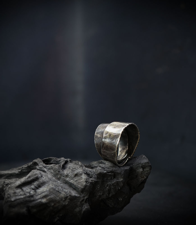 bague argent martelée.