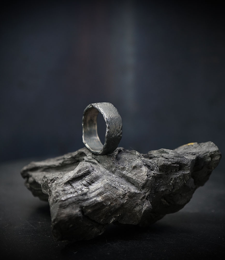 bague argent martelée.
