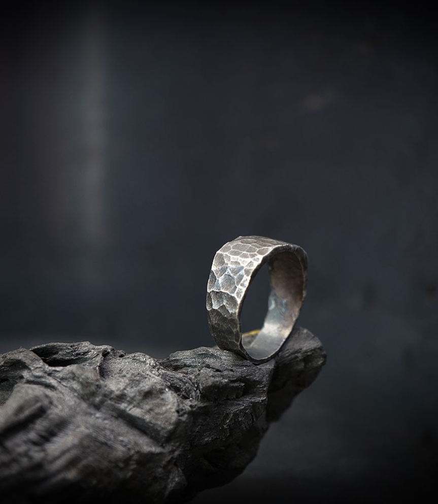 bague argent martelée.