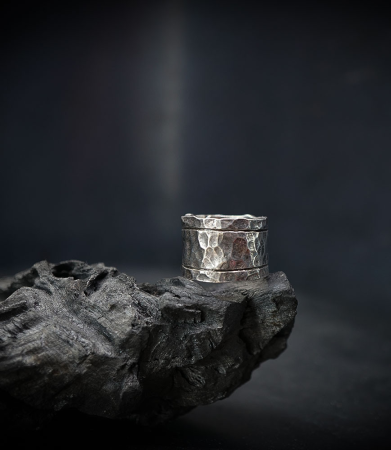 hammered silver ring.
