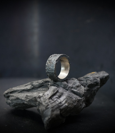 bague argent martelée.