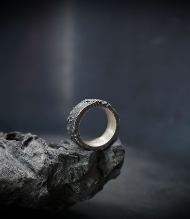 bague argent martelée.