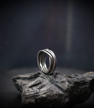 hammered silver ring.