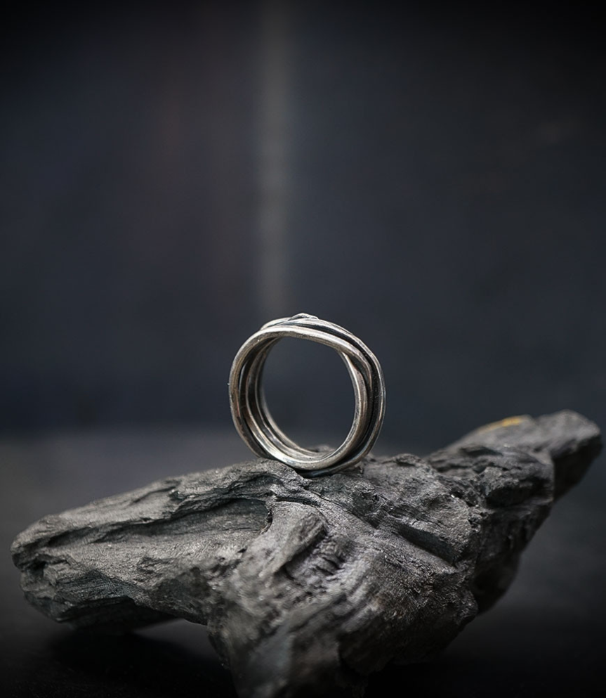 hammered silver ring.
