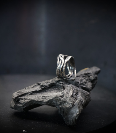 bague argent martelée.