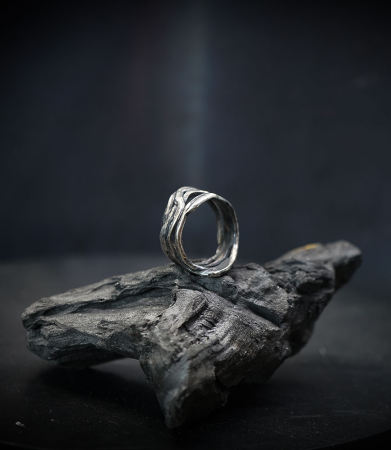 hammered silver ring.