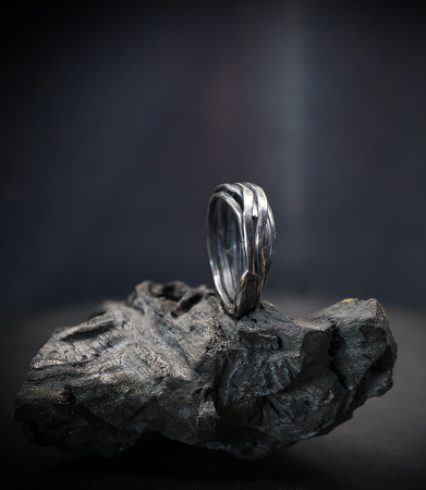 hammered silver ring.