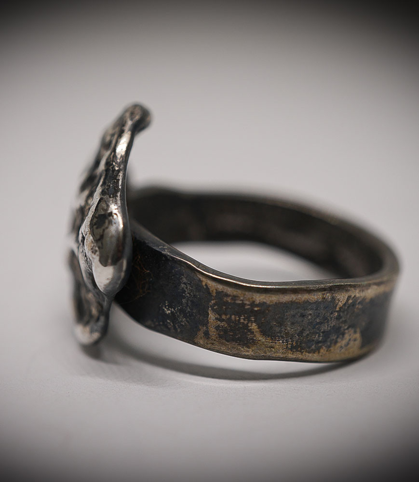 Bague galet en Argent Massif et Diamants.