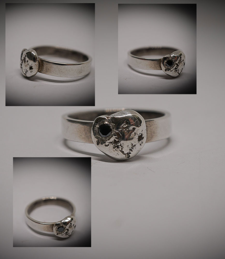 Bague unique en Argent Massif et Diamant.