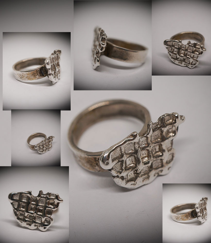 Bague gaufre en Argent Massif.