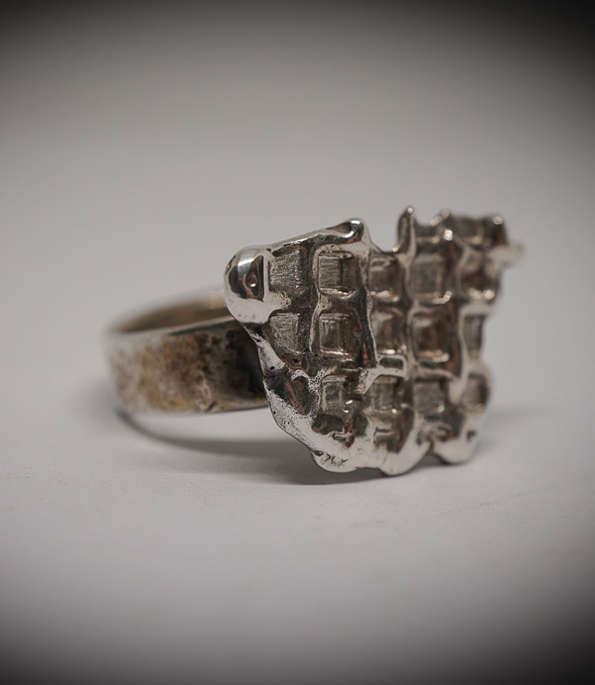 Bague gaufre en Argent Massif.