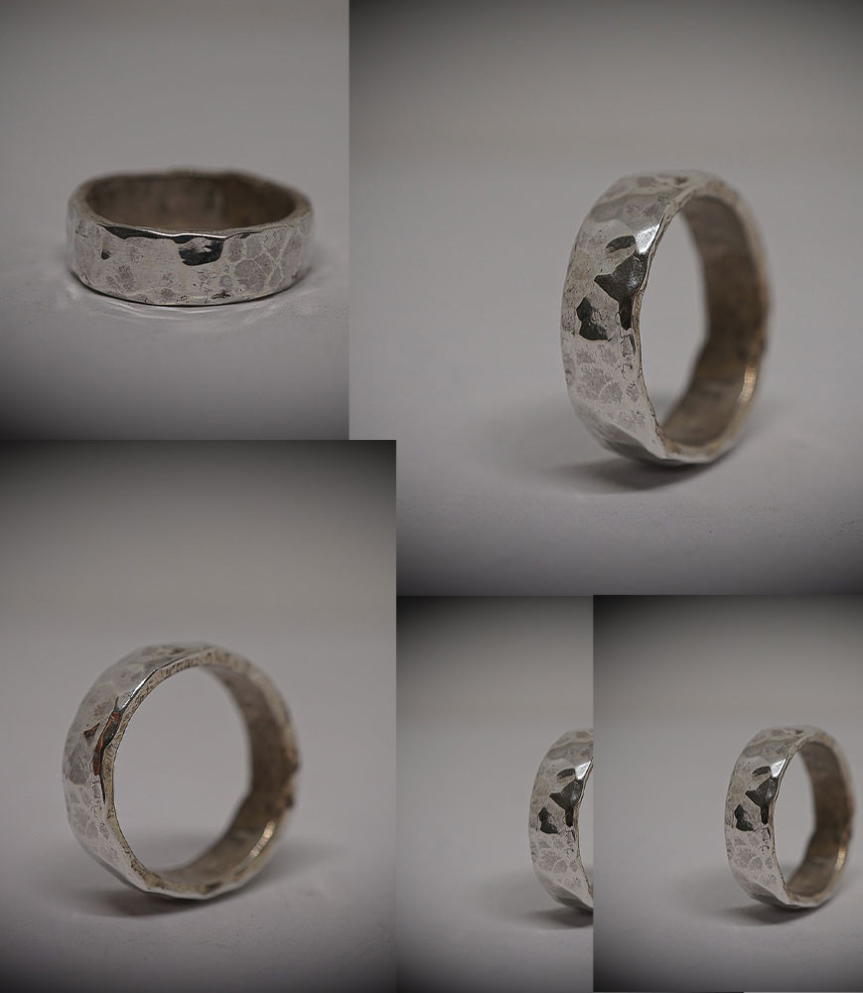 Bague en argent martelet a la main.
