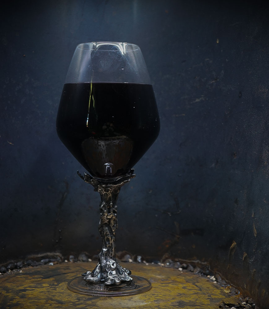 verre à vin exceptionnel en argent massif.