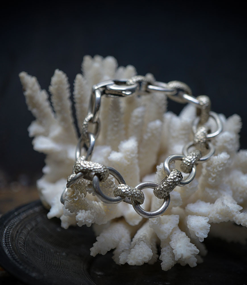 Solid silver bracelet, unique piece signed Lovely Storm.