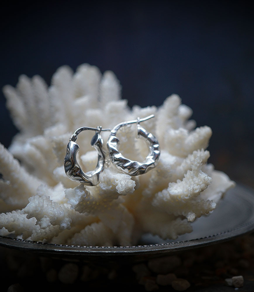 Boucles d'oreilles martelet en argent massif pièce unique Lovely Storm.