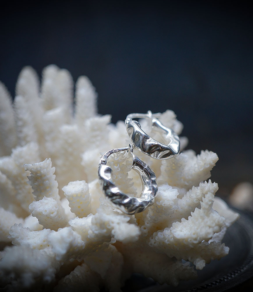 Boucles d'oreilles martelet en argent massif pièce unique Lovely Storm.